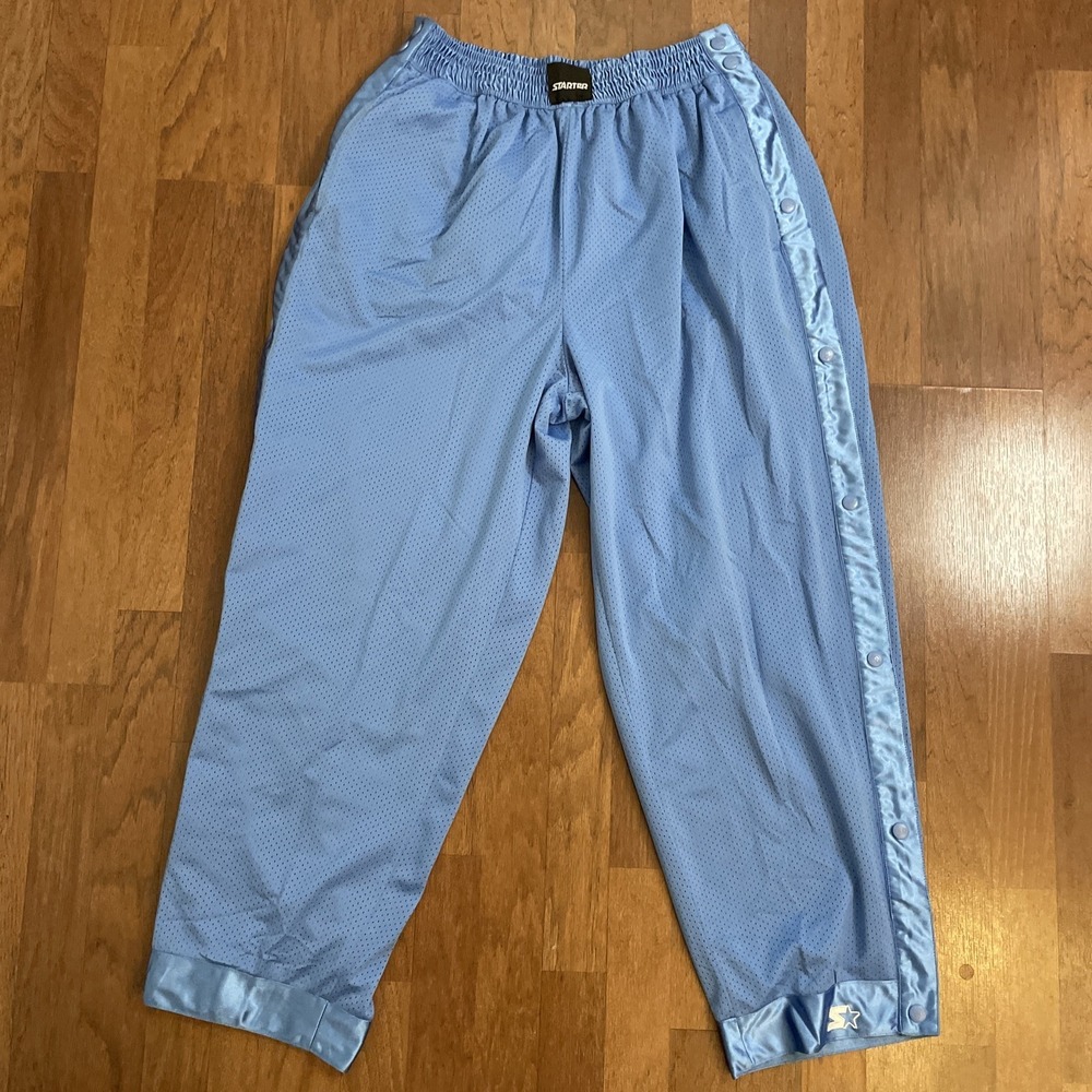 VTG Starter Breakaway Snap Track Pants Mens Large Baby Blue Warm Up Basketball